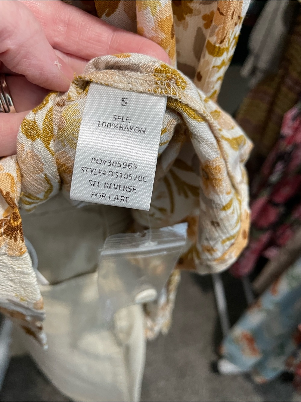 Promesa Cream and Mustard Floral Lace-Trim Button-Down Shirt - Picture 2 of 5